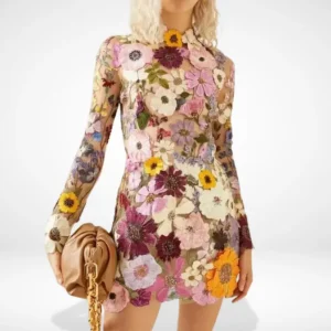 Vestido mini con flores bordadas – Augusta