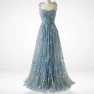 Vestido largo con tul bordado – Nadia