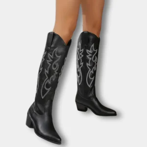 Botas vaqueras altas con bordado clásico para mujer - Jill