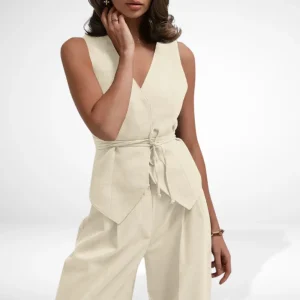 Mono de mujer con cinturón y escote cruzado - Colleen